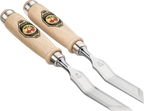 Stechbeitelpaar mit Weißbuchenheft R+L - gekröpft mit schräger Schneide
