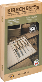 Stechbeitelsatz für Zinkenverbindungen, 6-tlg. - mit Rotbuchenheft, inklusive Anreißmesser