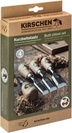 Kurzbeitelsatz im Karton, 4-tlg. - mit Rotbuchenheft, 10 -16 - 20 -