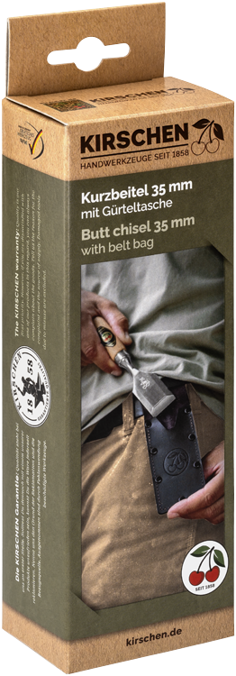 Kurzbeitel in Lederholster - mit Rotbuchenheft