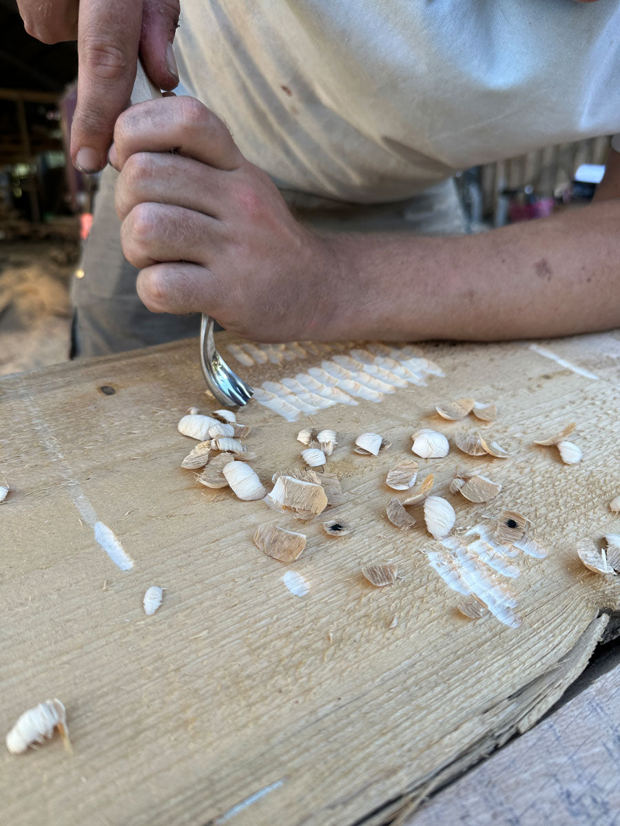Bildhauerbeitel mit Weißbuchenheft - Stich 10, gekröpft, Achtkantform