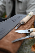 Schnitzmessersatz in Ledertasche, 3-tlg.