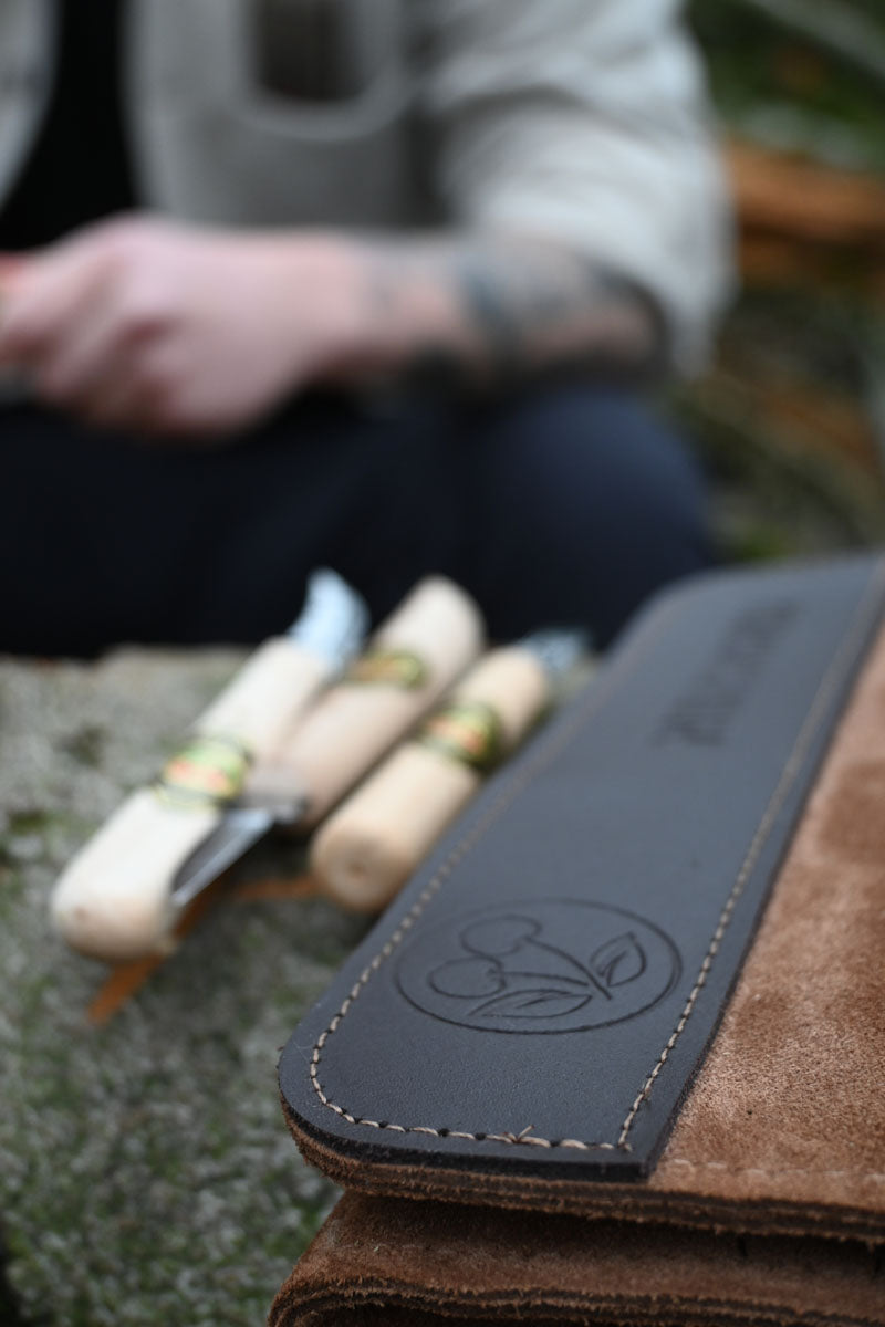 Schnitzmessersatz in Ledertasche, 3-tlg.