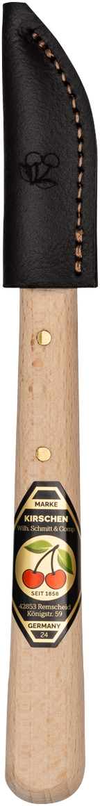 SATZ Kerbschnitzmesser mit Leder-Schneidenschutz - doppelseitige, gebogene Schneide