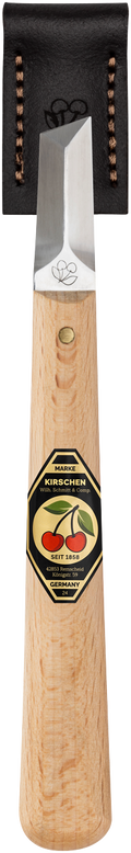 SATZ Kerbschnitzmesser mit Leder-Schneidenschutz - dreischneidige Schneide