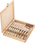Kerbschnitzbeitelsatz im Holzkasten, 11-tlg. - inkl. 4 Schnitzmesser