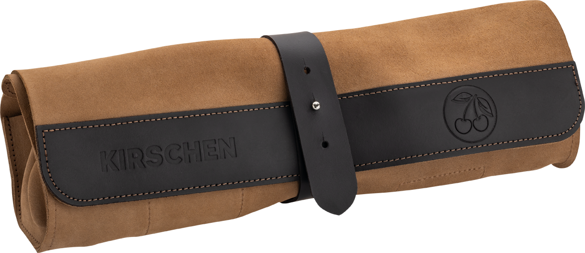 Veloursleder-Rolltasche NERO, leer - für Zimmermansbeitel, 4 Fächer