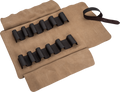 Leder-Rolltasche, leer - für Stechbeitel und Bildhauer, 12 Fächer