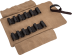 Leder-Rolltasche, leer - für Stechbeitel und Bildhauer, 12 Fächer