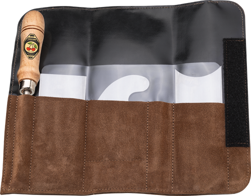 Ziehklingensatz, 4-teilig - In Veloursleder-Tasche, inkl. Ziehklingenstahl
