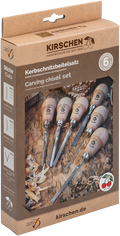 Kerbschnitzbeitelsatz im Karton, 6-tlg. - mit Rotbuchenheft, Birnenform